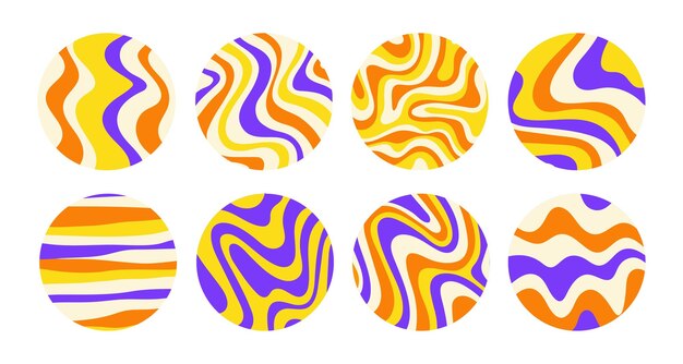 Retro abstract wavy highlights cover, posts and stories for social media. Vector illustration