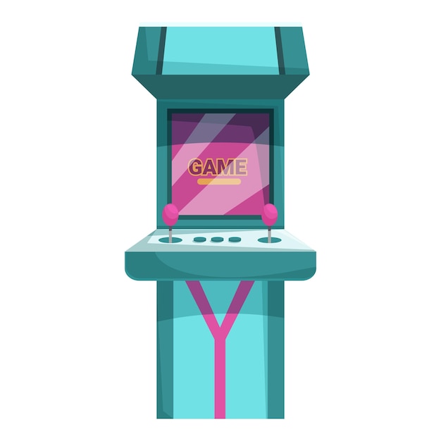 retro arcade game machine displaying game text on screen