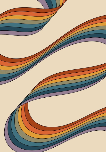 Retro background of the 70s Abstract vintage background Vector illustration in simple linear style