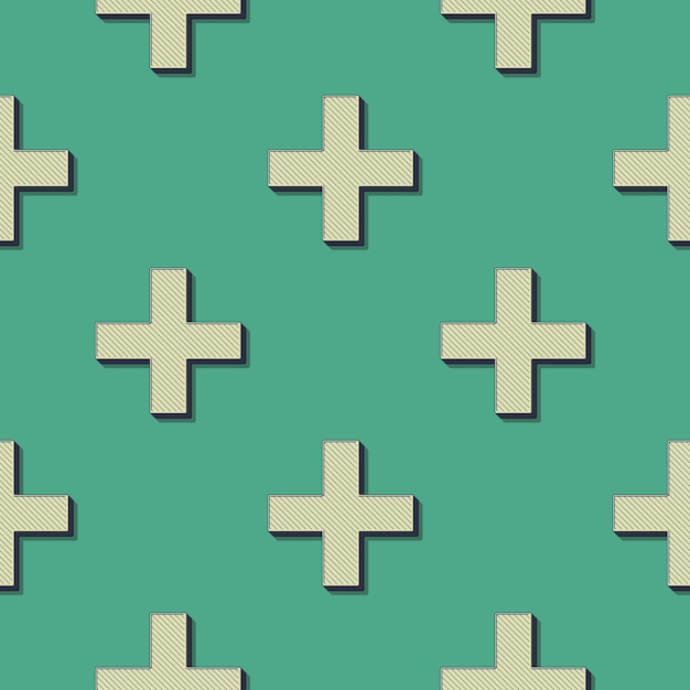 Retro crosses pattern, abstract geometric background in 80s, 90s style. Geometrical simple illustration