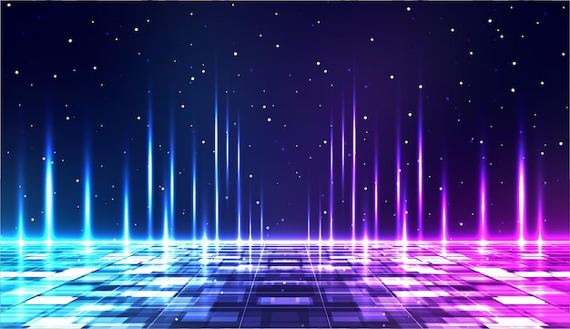 Retro cyberpunk style background SciFi background Neon light grid landscapes 80s 90s
