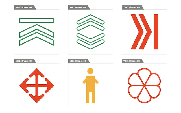 Retro futuristic elements for design Brutalism star and flower shapes Flat minimalist icons