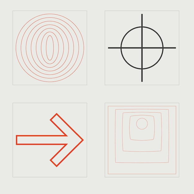 Retro futuristic elements for design Brutalism star and flower shapes Templates for notes posters