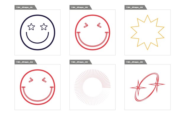 Retro futuristic elements for design Extraordinary Graphic Assets Flat minimalist icons