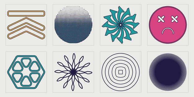 Retro futuristic elements for design Extraordinary Graphic Assets Modern abstract forms
