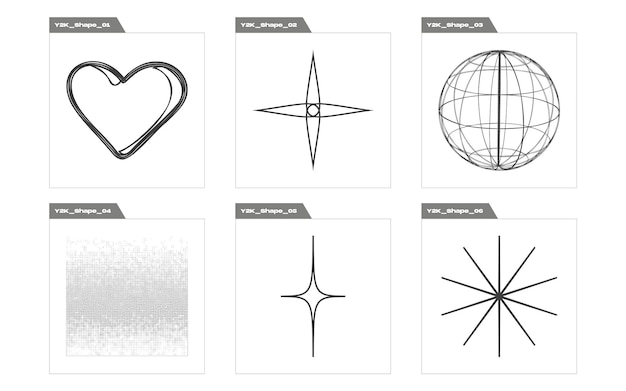 Retro futuristic elements for design Rave psychedelic retro futuristic set Cyberpunk elements