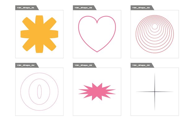 Retro futuristic elements for design Trendy geometric postmodern figures Elements for graphic decoration