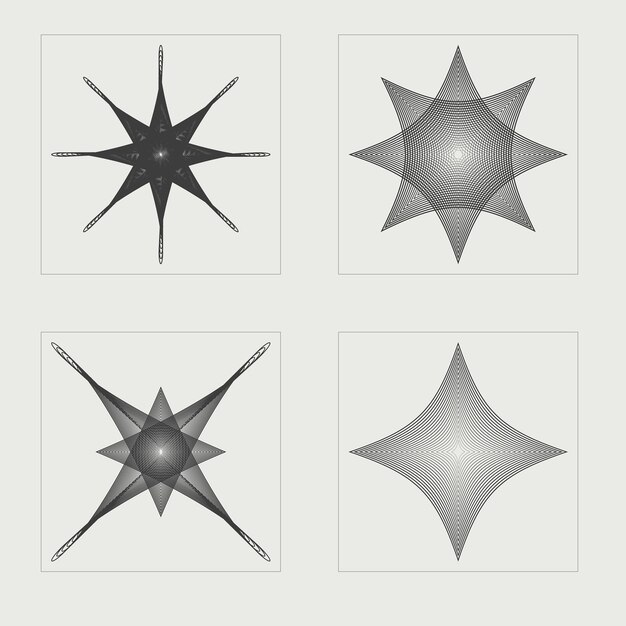 Retro futuristic elements for design Trendy geometric postmodern figures Templates for notes posters