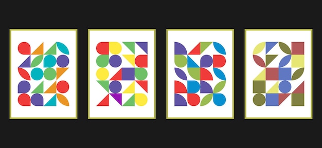 Retro Geometric Covers Set Swiss Modernism Flat Retro Geometric Covers Design Colorful Modernism