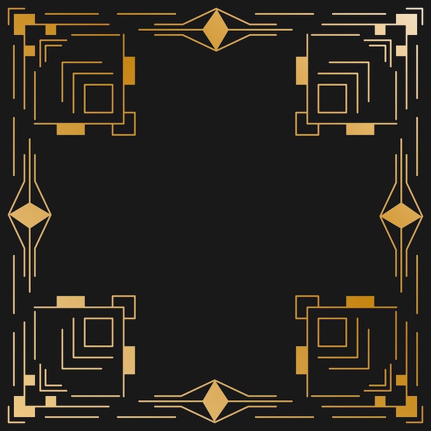 retro line art collection with art deco geometric frame abstract ornament vector graphic pattern