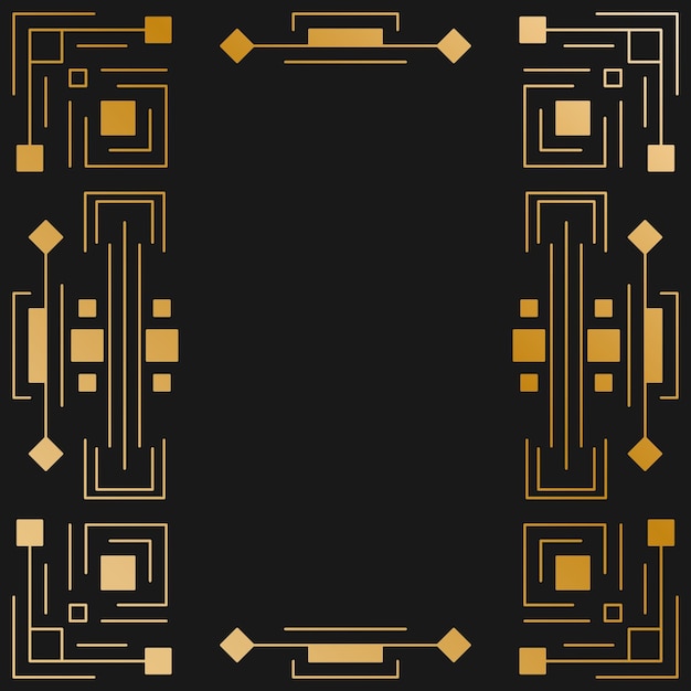 retro line art collection with art deco geometric frame abstract ornament vector graphic pattern