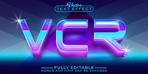 retro shiny vcr vector editable text effect template