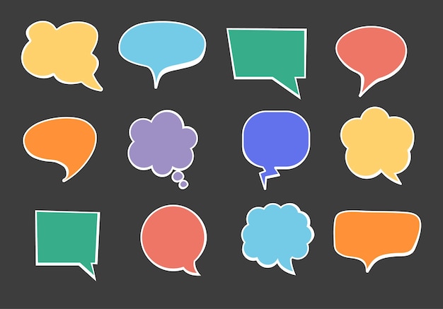 retro speech balloon shape vintage talk bubble isolated set flat graphic design illustration