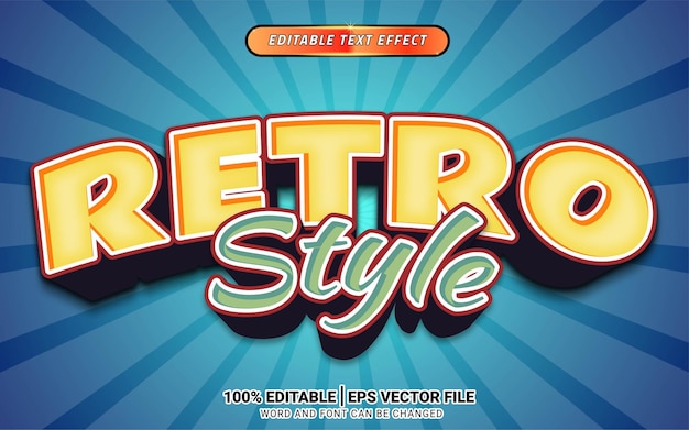 retro style vintage 3d vector text effect editable template design