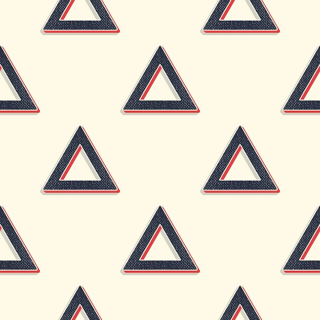 Retro triangles pattern, abstract geometric background in 80s, 90s style. Geometrical simple illustration
