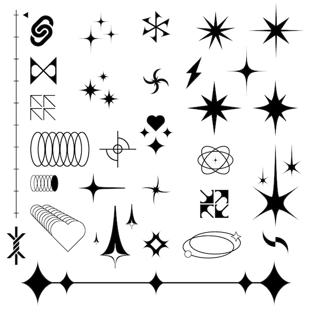 retro y2k brutalism elements collection abstract streetwear fashion modern element