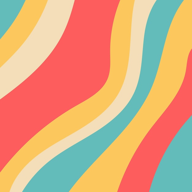 Retroinspired abstract background with colorful wavy stripes in teal coral yellow and beige Perfect for vintagestyle designs wallpapers and artistic projects