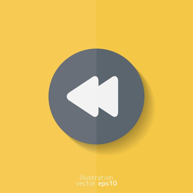 Reverse or rewind icon media player flat design