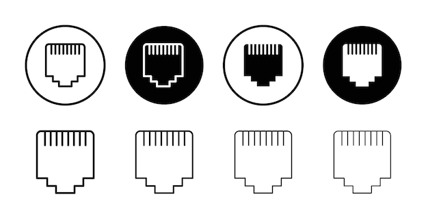 RJ45 cable port icon Symbol mark in filled style