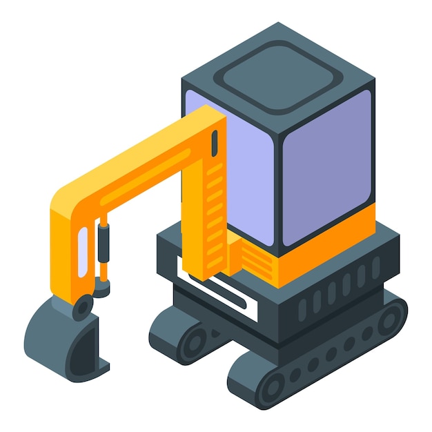 Road repair excavator icon Isometric of road repair excavator vector icon for web design isolated on white background