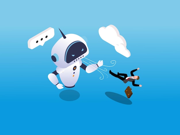 Robot blowing human