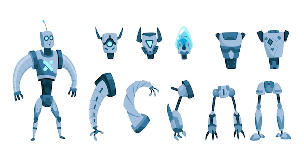 Robot constructor parts and sprites specifically designed for animation projects and usage