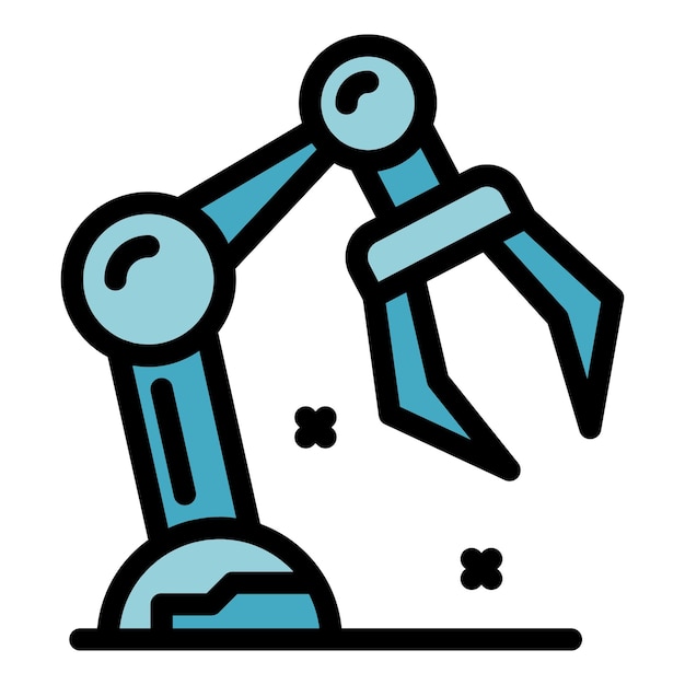 Robot hand icon outline vector Mission core Business trust color flat