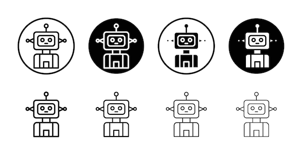 robot icon simple outline vector logo