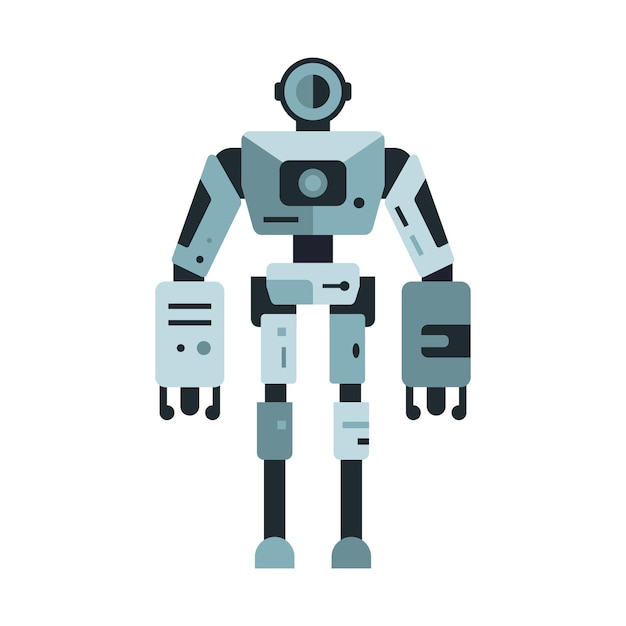 Robot machine technology metal cyborg in flat Futuristic humanoid mascot character Science robotic