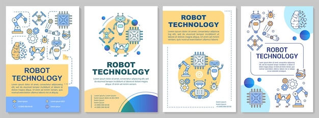 robot technology brochure template. engineering. flyer, booklet, leaflet print, cover design with linear illustrations. vector page layouts for magazines, annual reports, advertising posters