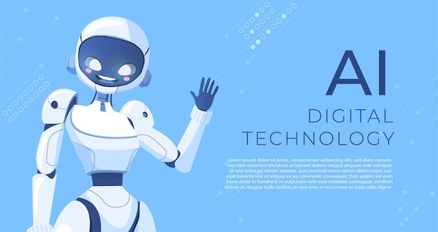 Robot woman waved his hand