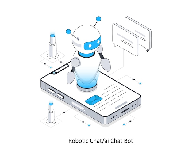 Robotic chatAi Chat Bot isometric stock illustration EPS File stock illustration