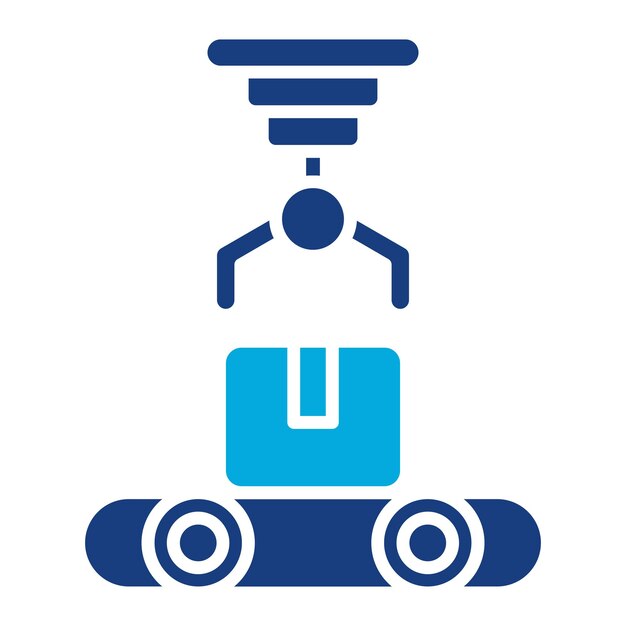 robotic produce sorting duotone illustration