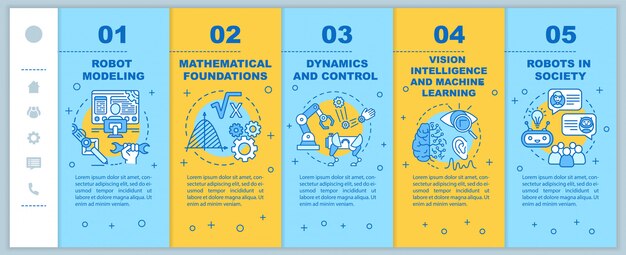robotics courses onboarding mobile app screen set