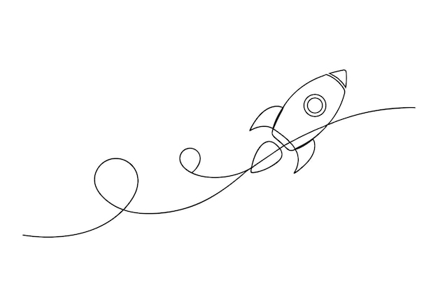 Rocket in continuous line art
