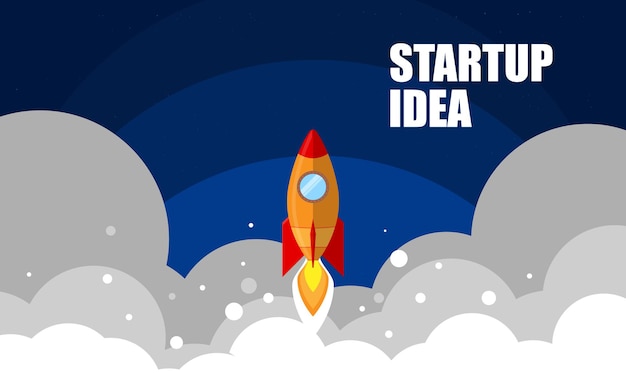 rocket launch into the sky and a lot of smoke business startup concept fresh idea