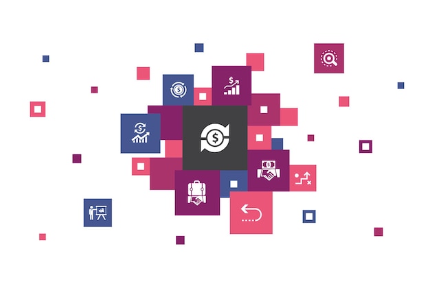 ROI Infographic 10 steps pixel design. investment, return, marketing, analysis simple icons