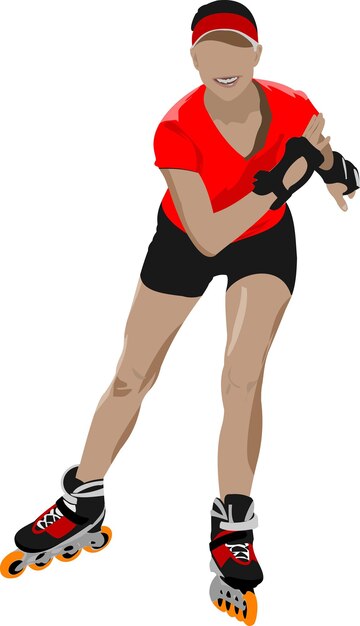 Roller skater illustration silhouette on a white background