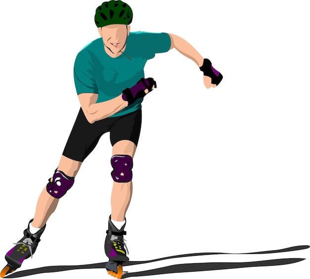 Roller skater illustration silhouette on a white background