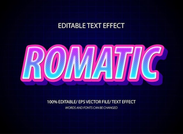 Romatic 3d editable text effect