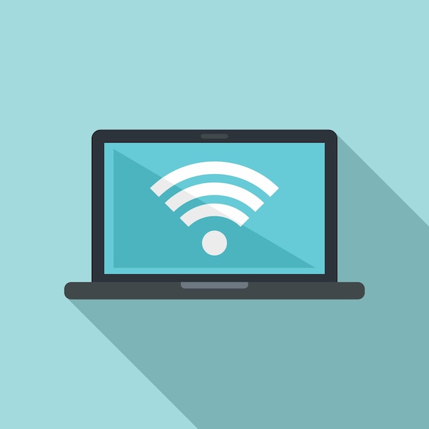 Room service laptop wifi icon Flat illustration of room service laptop wifi vector icon for web design