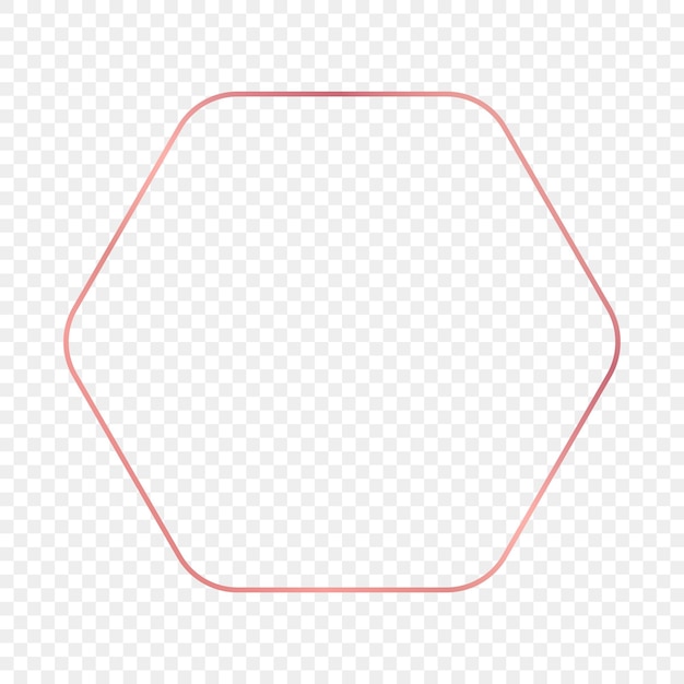 Rose gold glowing rounded hexagon frame