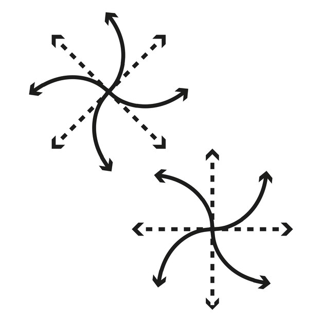 rotating arrow graphic circular motion symbol dashed and solid lines dynamic vector illustration