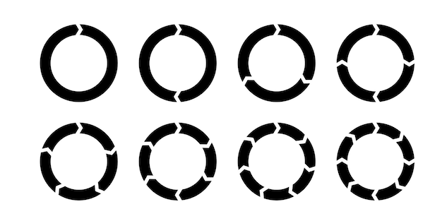 Rotation arrows in circular motion Circle arrow combinations Set of circular infographics