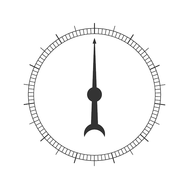 Round 360 degree measuring scale with arrow Simple template of barometer compass navigator