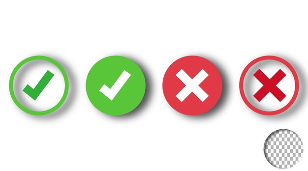 Round check mark and cross symbols