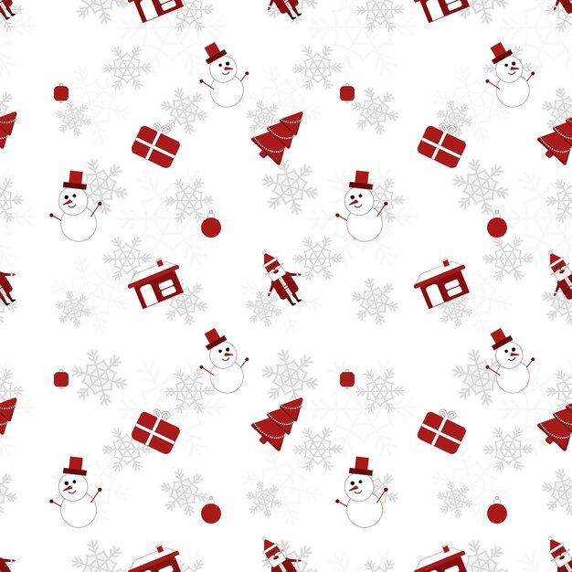 Round edge christmas object repeat pattern created in re color on white background seamless christmas pattern