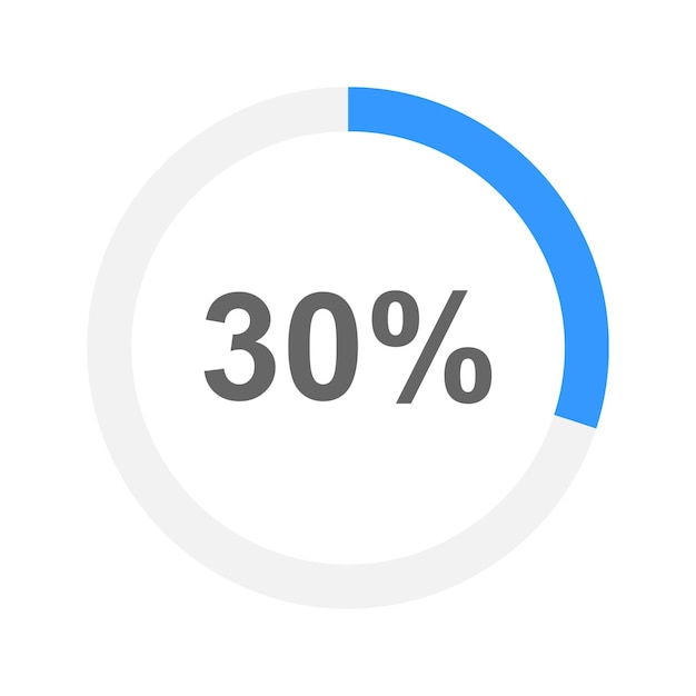 Round loading bar filled on 30 percent Progress waiting transfer buffering or battery charging icon