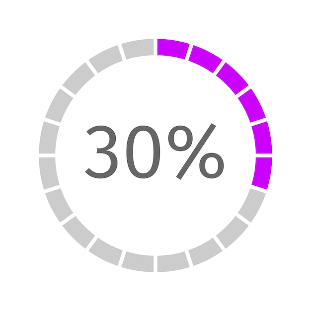 Round loading bar with 30 percent filled interface Buffering transfer progress downloading symbol