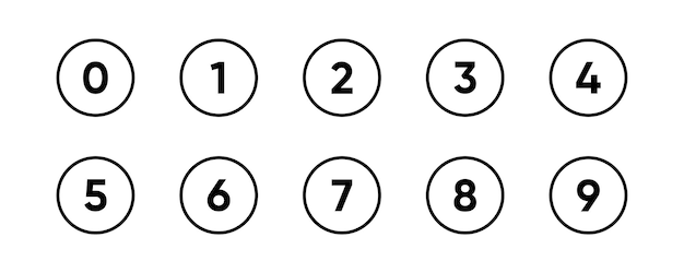 Round number buttons symbols icon set